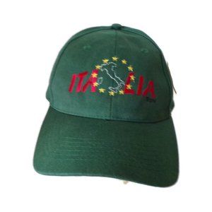 Italia Cap Green Red Letters Adult Size Adjustable   3042